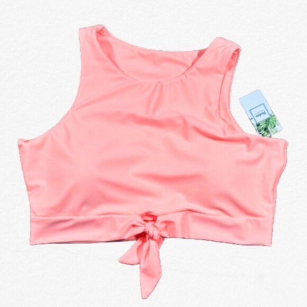 Pastel Orange Crop Tie-Front Bikini Top / Sports Bra